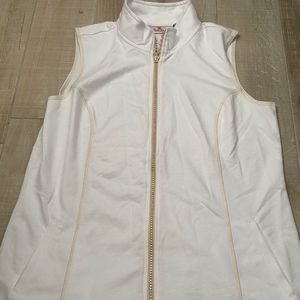 Quacker Factory Sz M ZIP Up Vest French Terry NWT